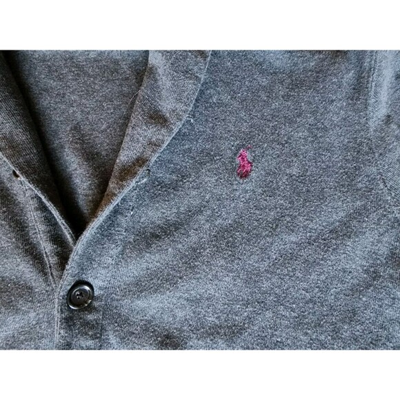Polo Ralph Lauren Cardigan Sweater Men's Large Gray Knit Collared Button Up - Picture 5 of 13
